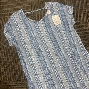 NWT LuLaRoe Macy Blue and White Stripe Maxi Dress SZ L